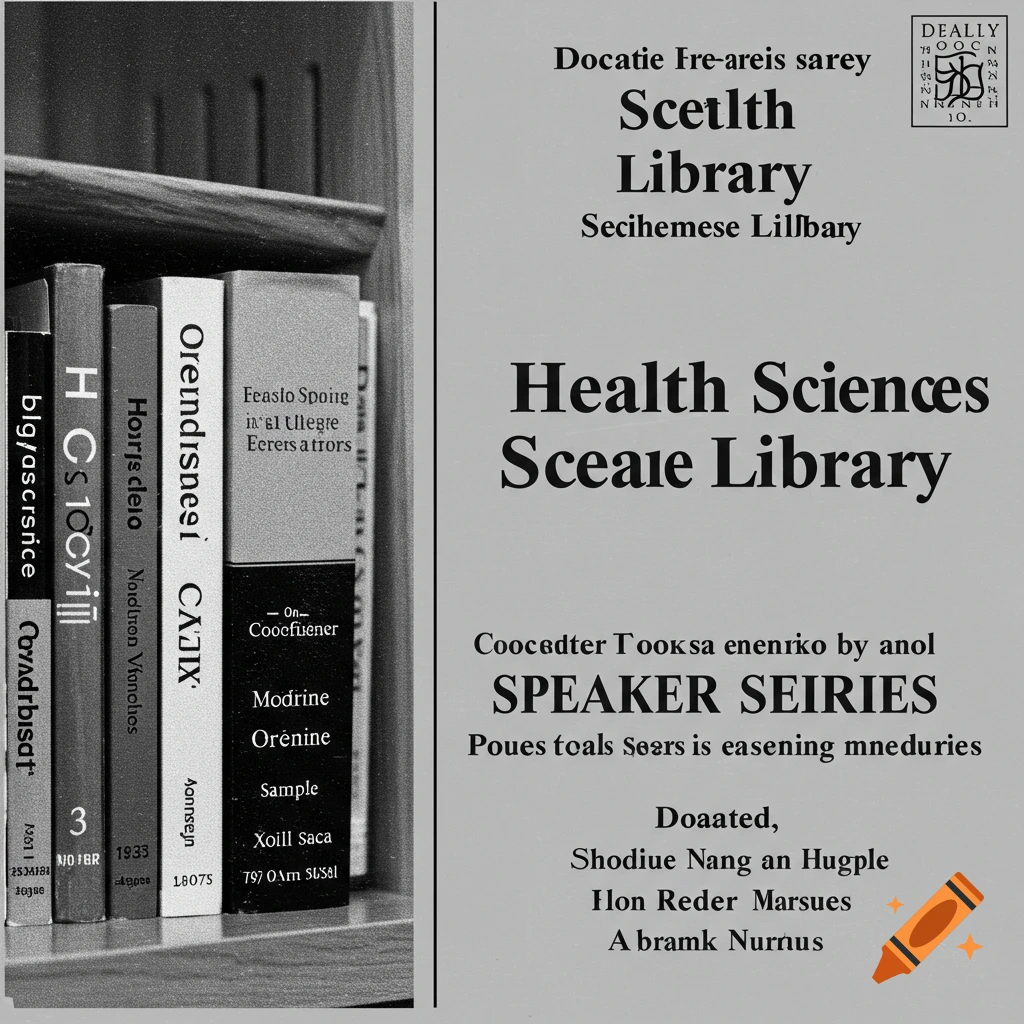 Health Sciences Library book plate design on Craiyon