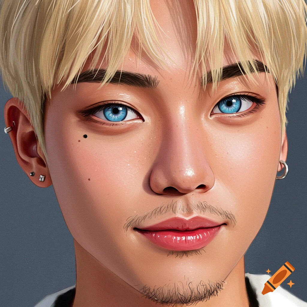 Portrait of ethereally beautiful young man, stoic expression