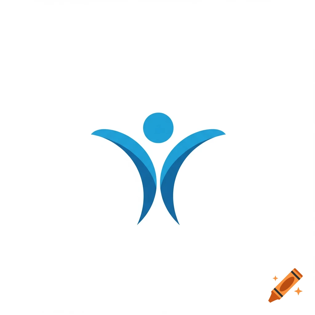 Abstract blue figure logo on white background