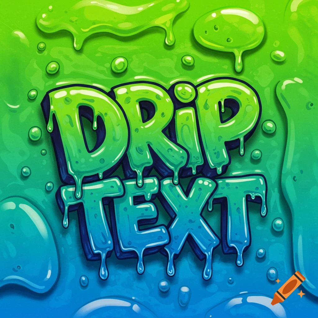 Green and blue text "DRIP TEXT" styled to look like dripping slime.