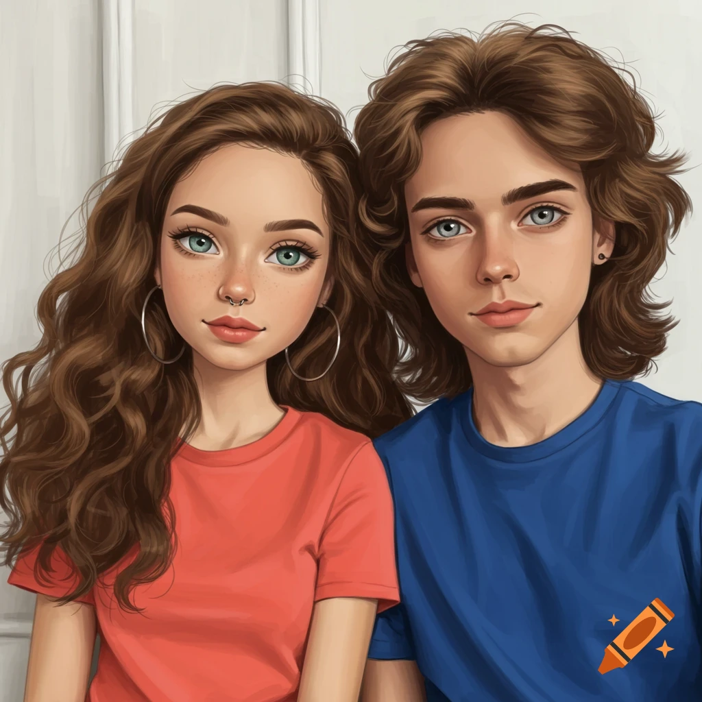 Stylized portrait of a young couple.