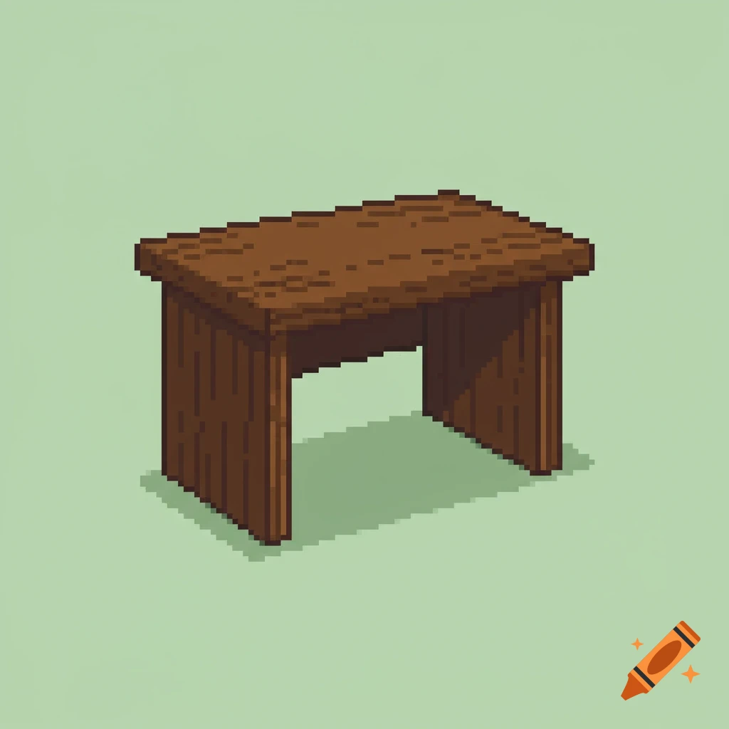 Pixel art illustration of a brown wooden table.