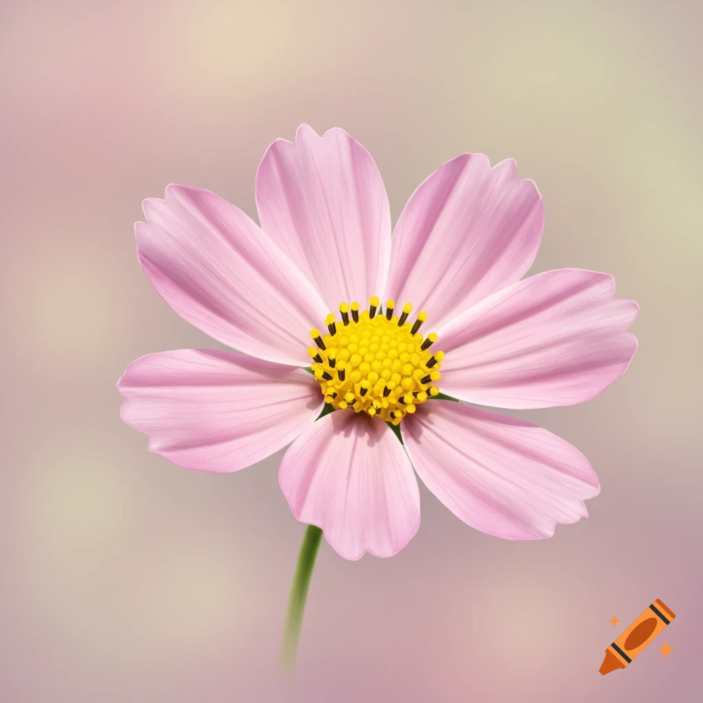 A pink flower with a yellow center.