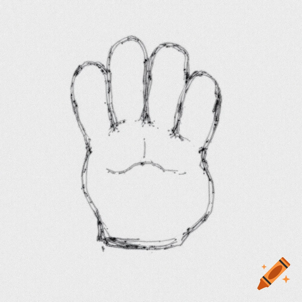 Simple line drawing of a hand with four fingers.
