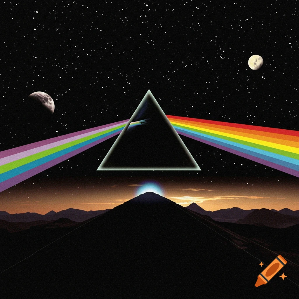 Psychedelic album cover art for Pink Floyd on Craiyon