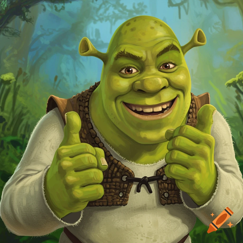 Illustration of Shrek giving two thumbs up.