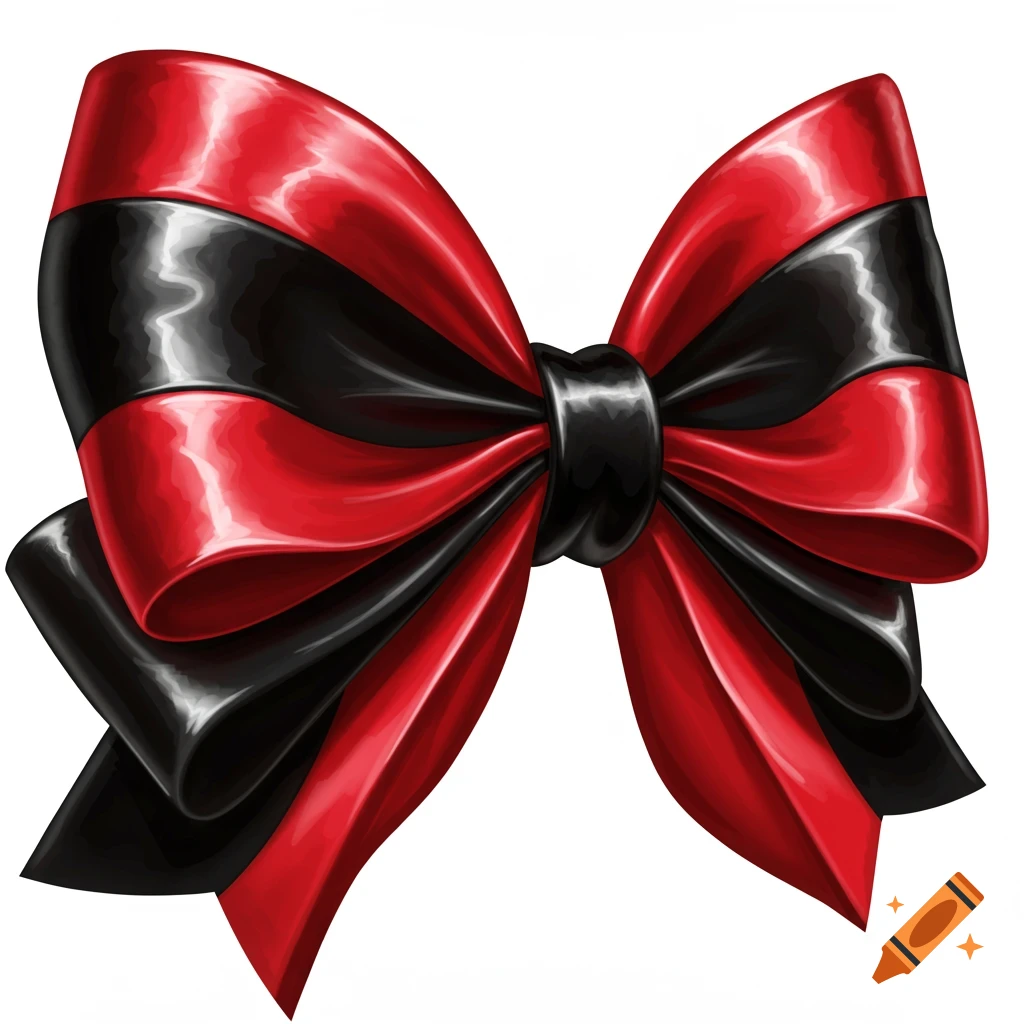 A shiny red and black bow illustration.
