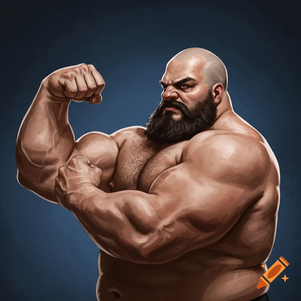 Image of a heavily muscled man flexing