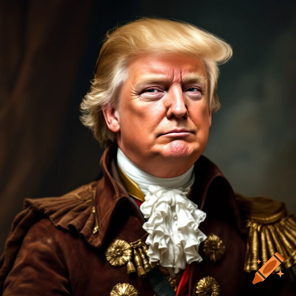 Painting portrait of Donald Trump in 18th-century military uniform