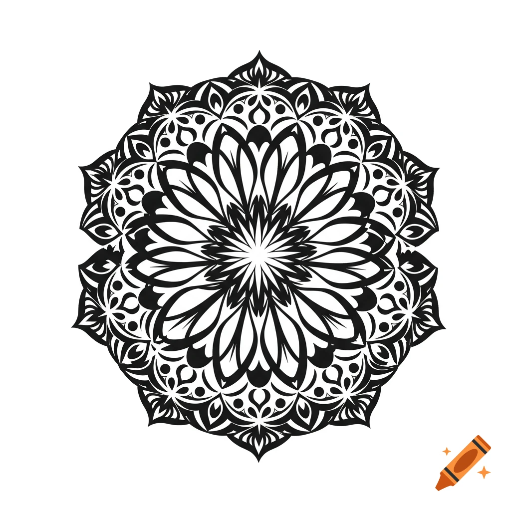 A black and white mandala pattern