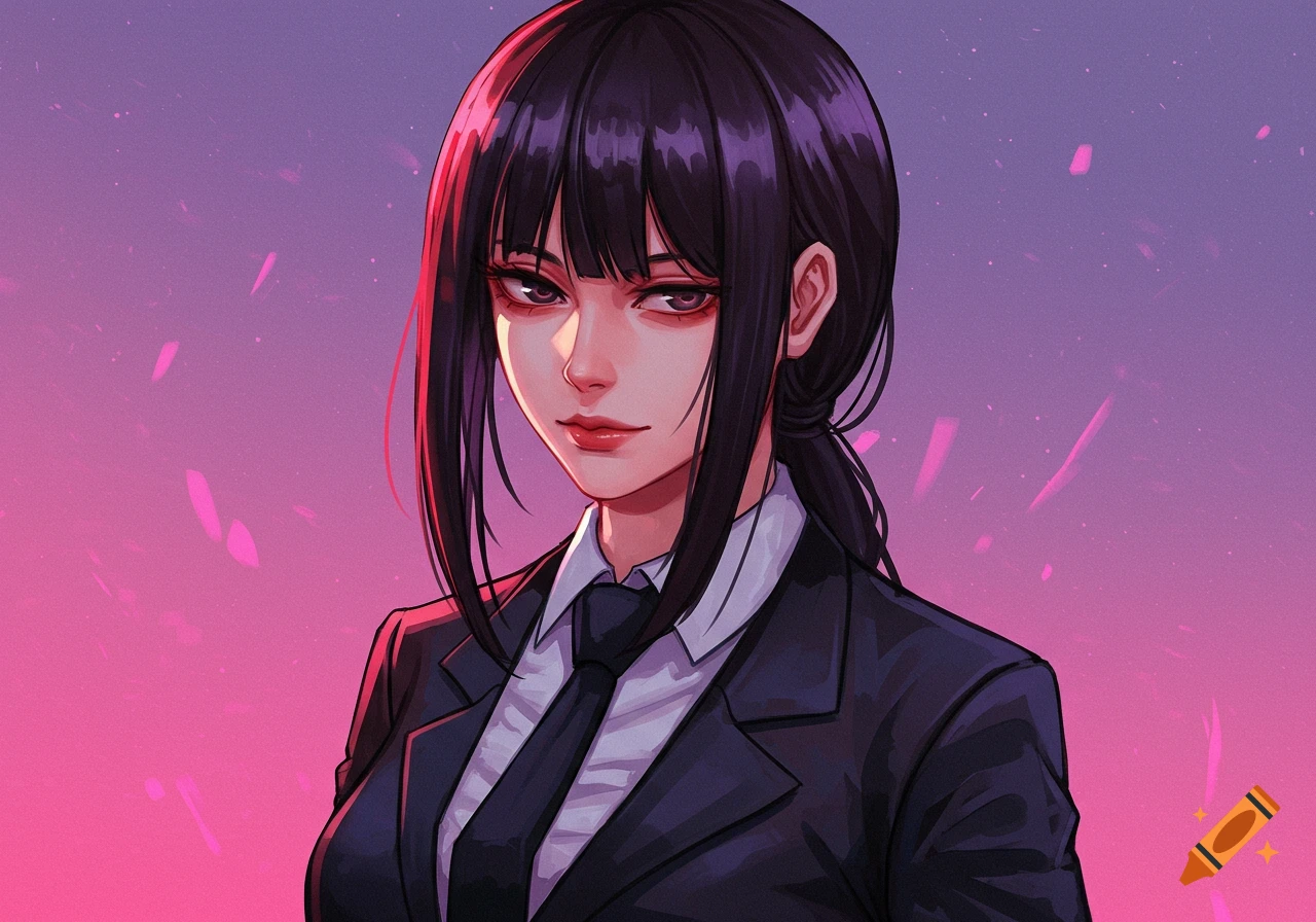 Anime style portrait of a woman in a suit and tie