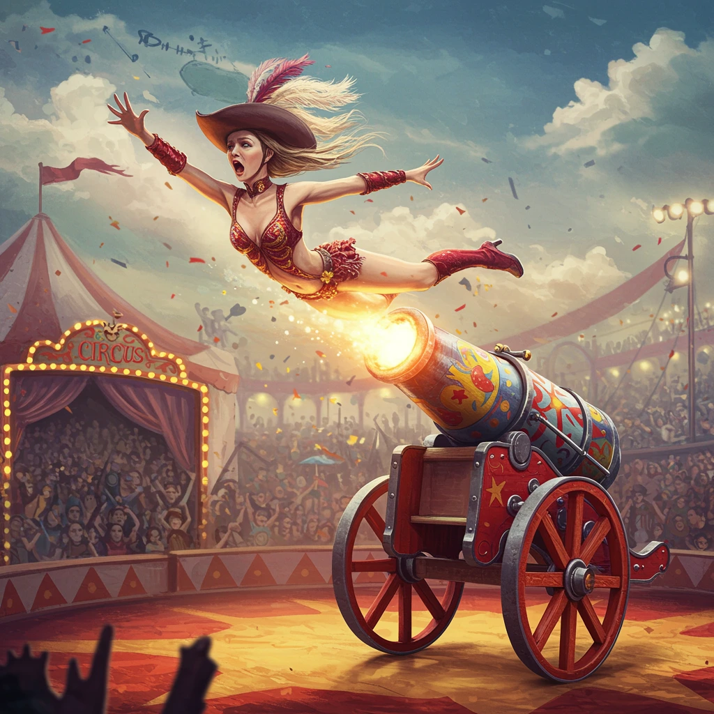 Woman being shot out of a cannon