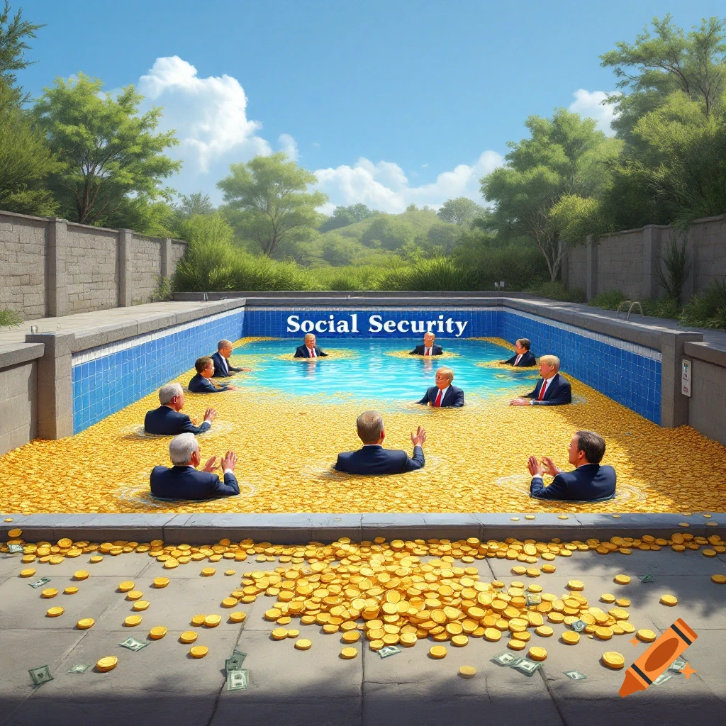 Democrats swimming in Social Security money pool on Craiyon