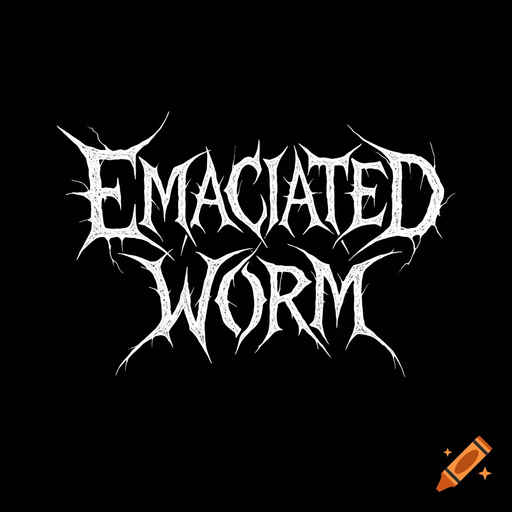 White spiky black metal font logo on black reading 'EMACIATED WORM'.