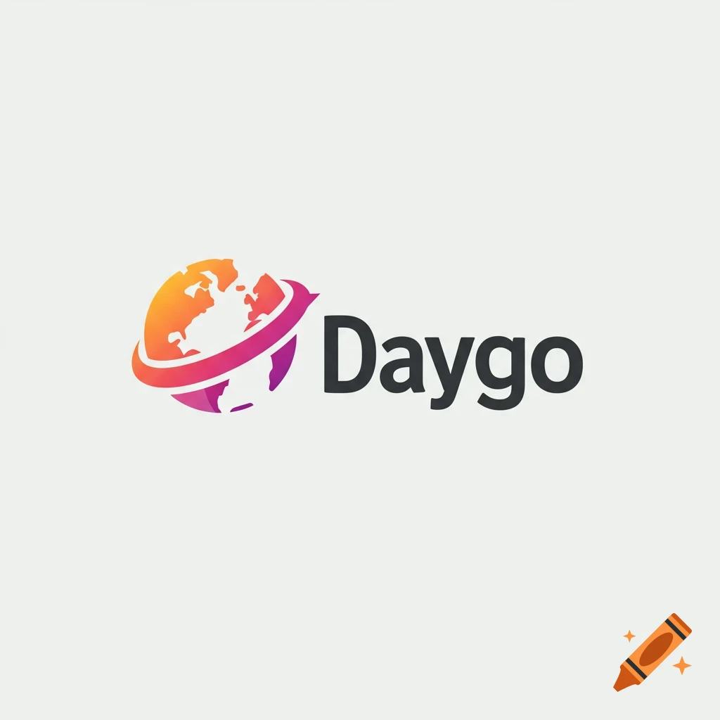 Logo with a stylized globe icon featuring orange and purple gradient colors, and the word "Daygo".