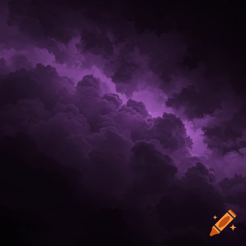 Dark, dense purple clouds illuminated by bright purple light.