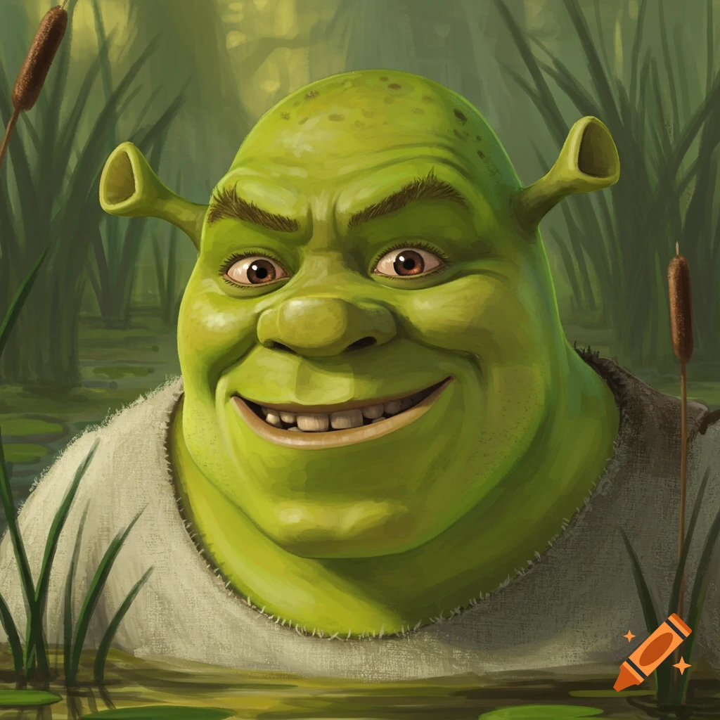 Shrek on his birthday on craiyon