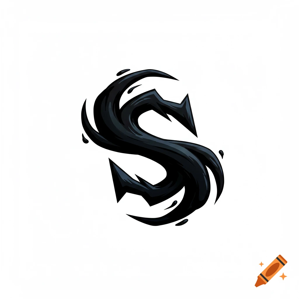 Black stylized logo resembling letter S with shadow elements on white background