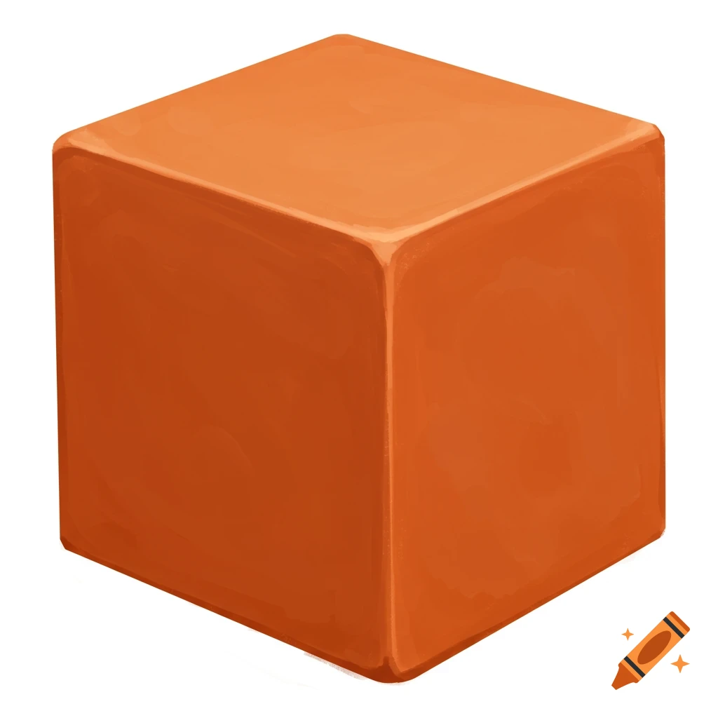 An orange cube with rounded edges on a white background