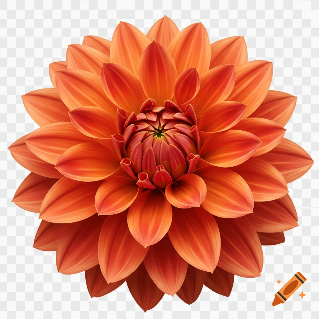 An orange-red dahlia flower