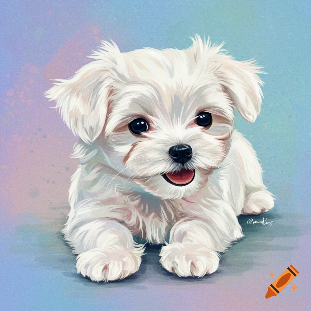 A cute Maltese puppy lying down.