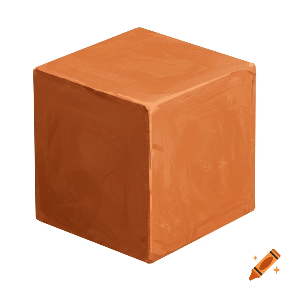 An ochre colored cube.