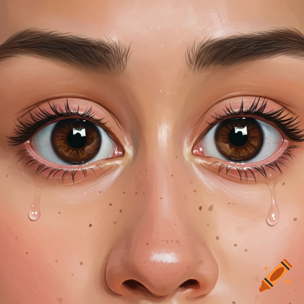 Close-up of crying eyes with tears