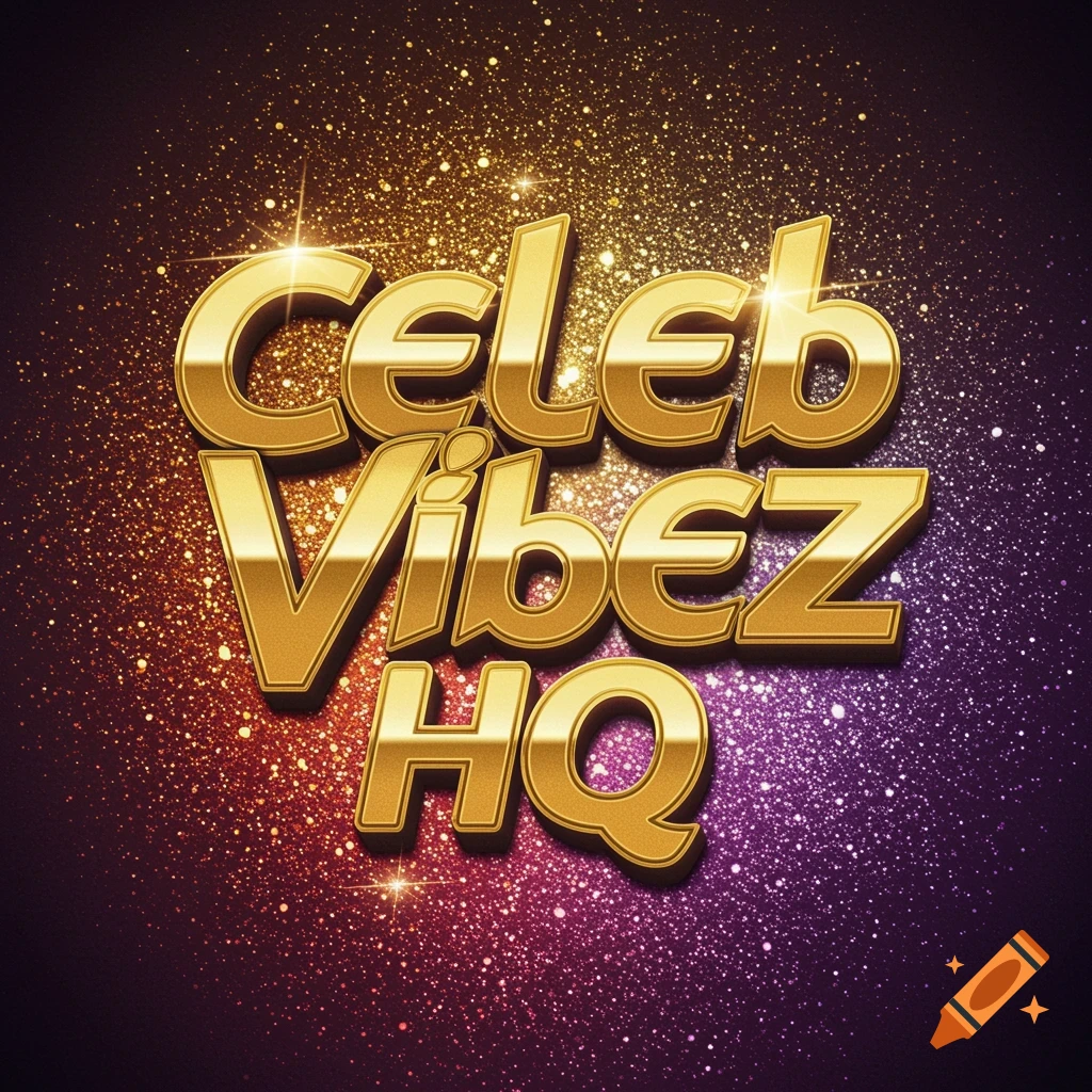 Golden 3D text 'Celeb Vibez HQ' over a dark glitter background.