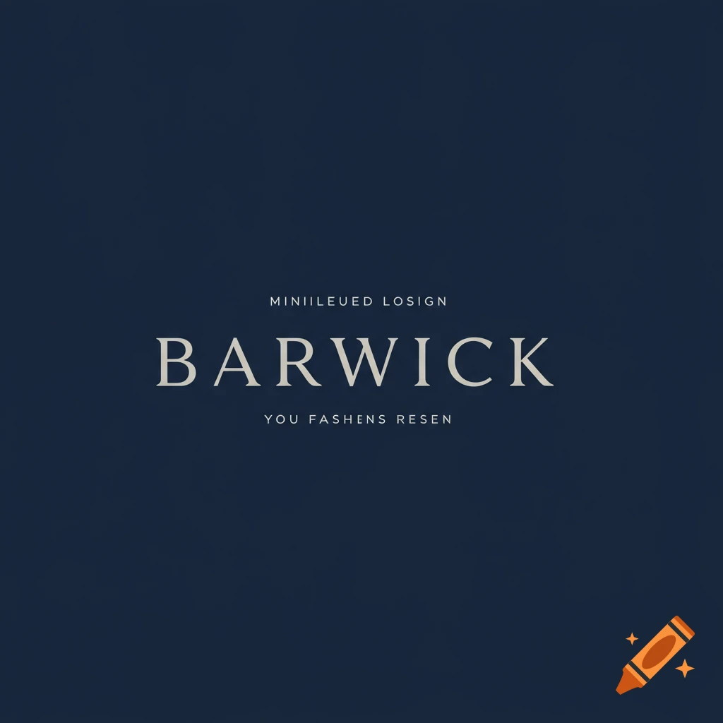 Logo design with the word BARWICK in large letters on a dark blue background.