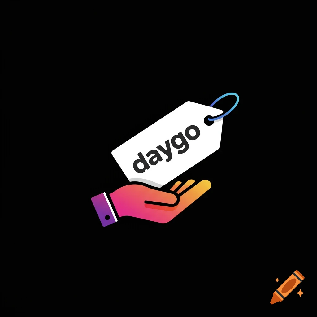 An illustrated hand holding a price tag with the word 'daygo'.