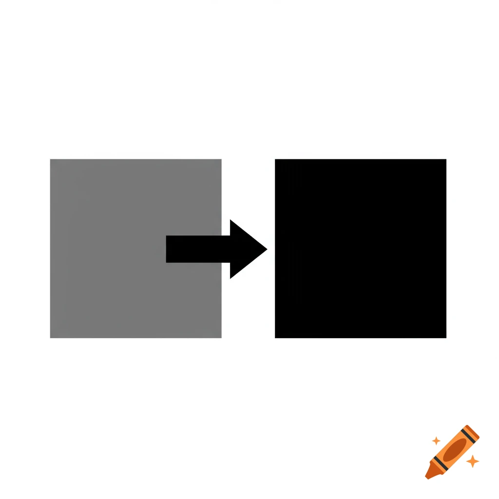 Diagram showing a gray square connected by an arrow to a black square.