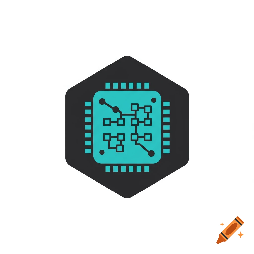 An icon of a hexagonal microchip with a circuit diagram inside.