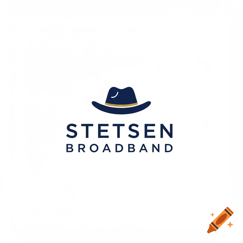 Logo with a dark blue Stetson hat and the text 'STETSEN BROADBAND'