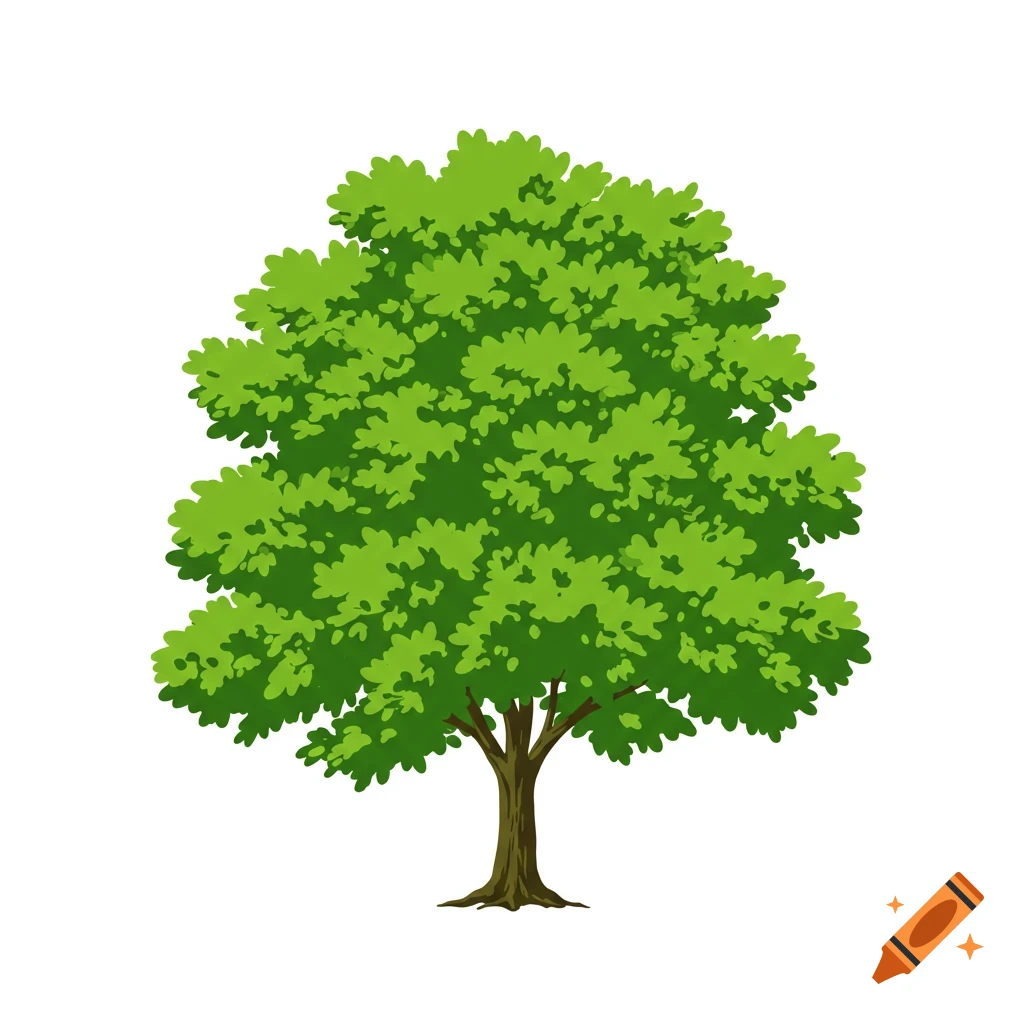 Illustration of a green tree on a white background