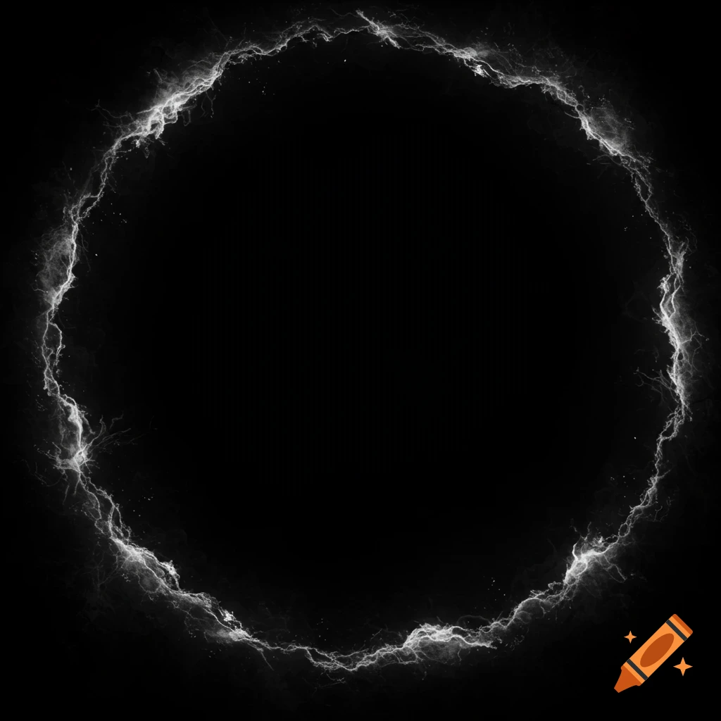 Abstract ring of white energy or lightning on a black background.