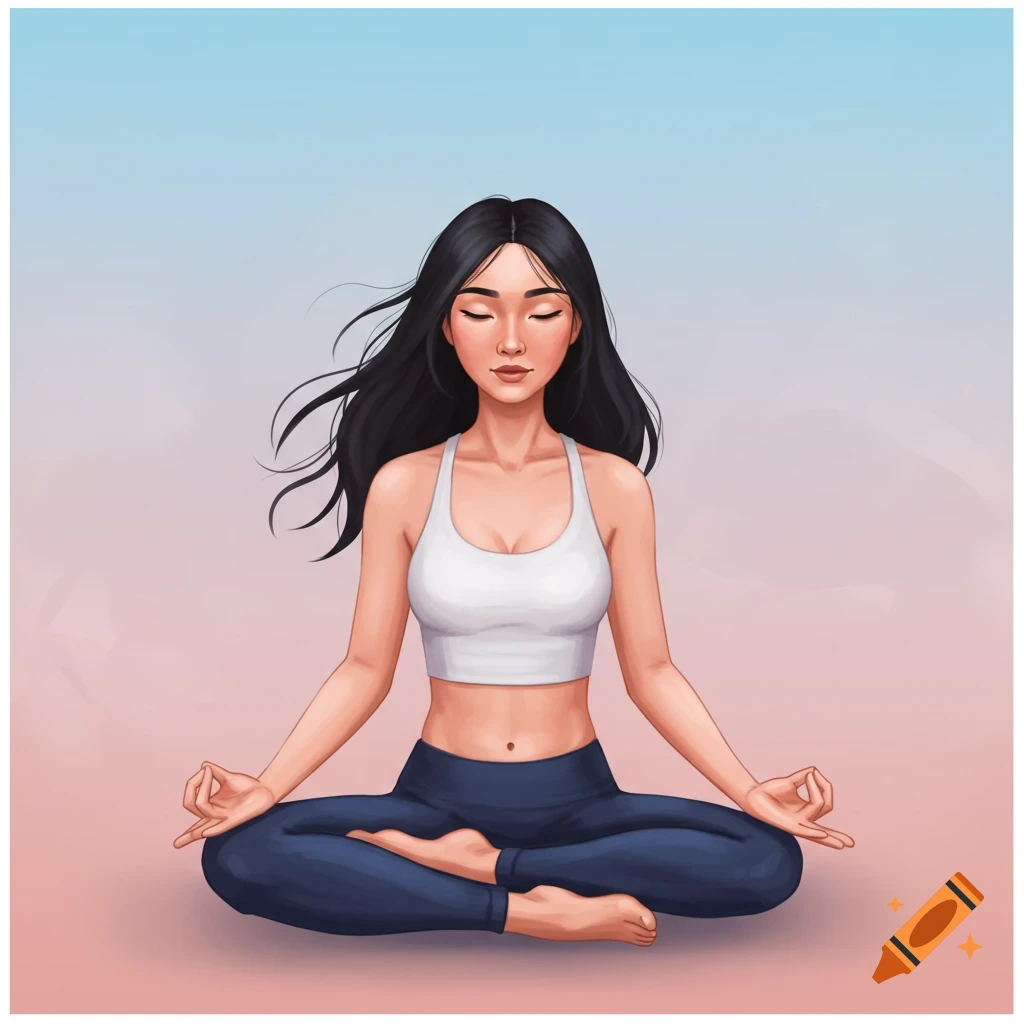 Illustration of a woman meditating in a lotus position