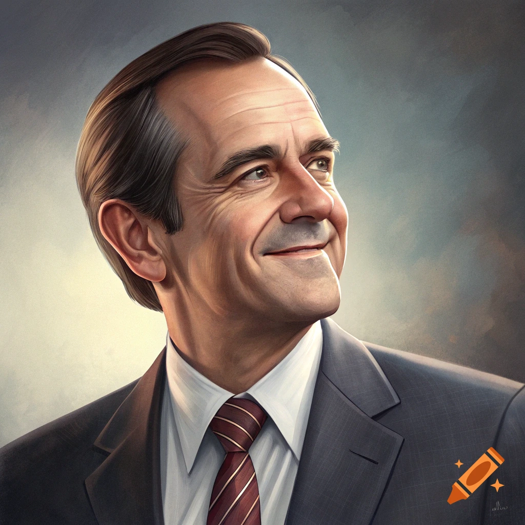 Illustration of a man in a suit and tie smiling
