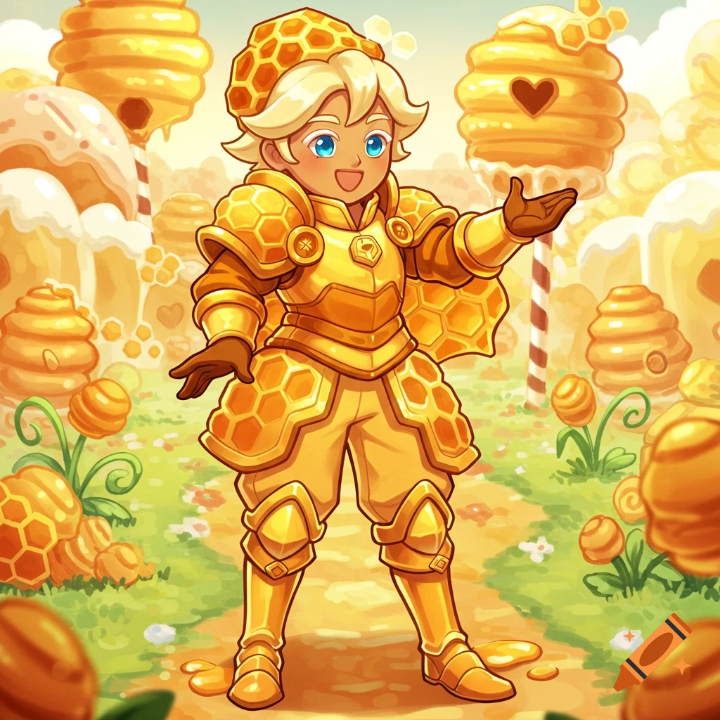 Cookie run kingdom character honeycomb themed boy on craiyon