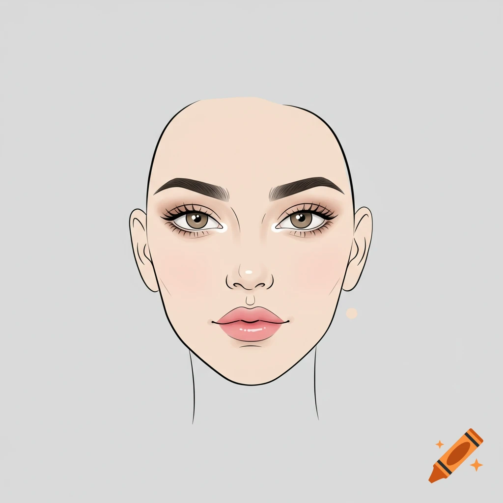 Simple line drawing of a woman's face with makeup