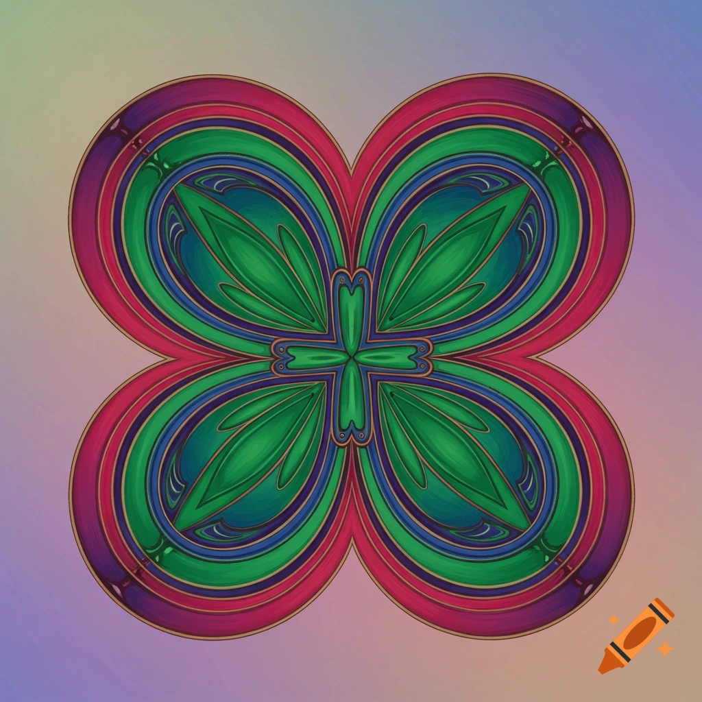 Abstract geometric design resembling a colorful quatrefoil.