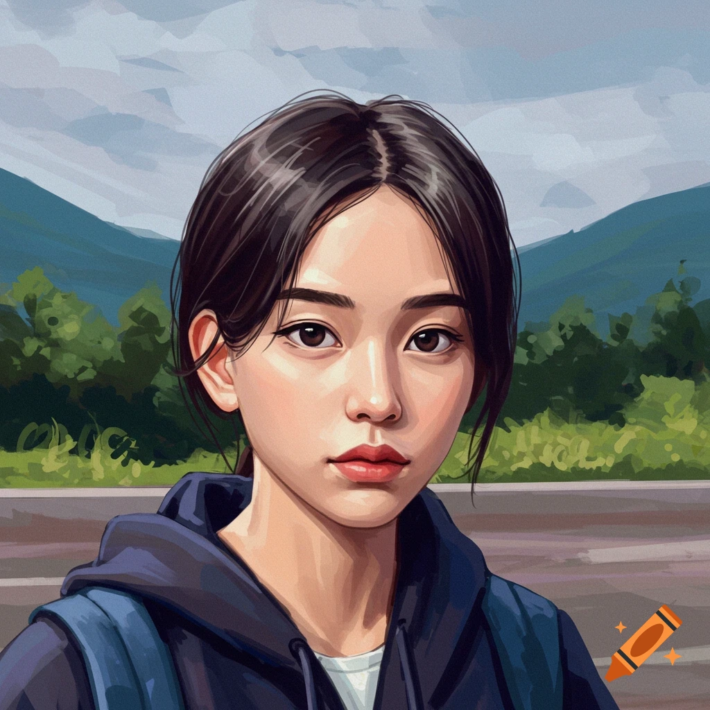 Illustration of a young person with a backpack outdoors