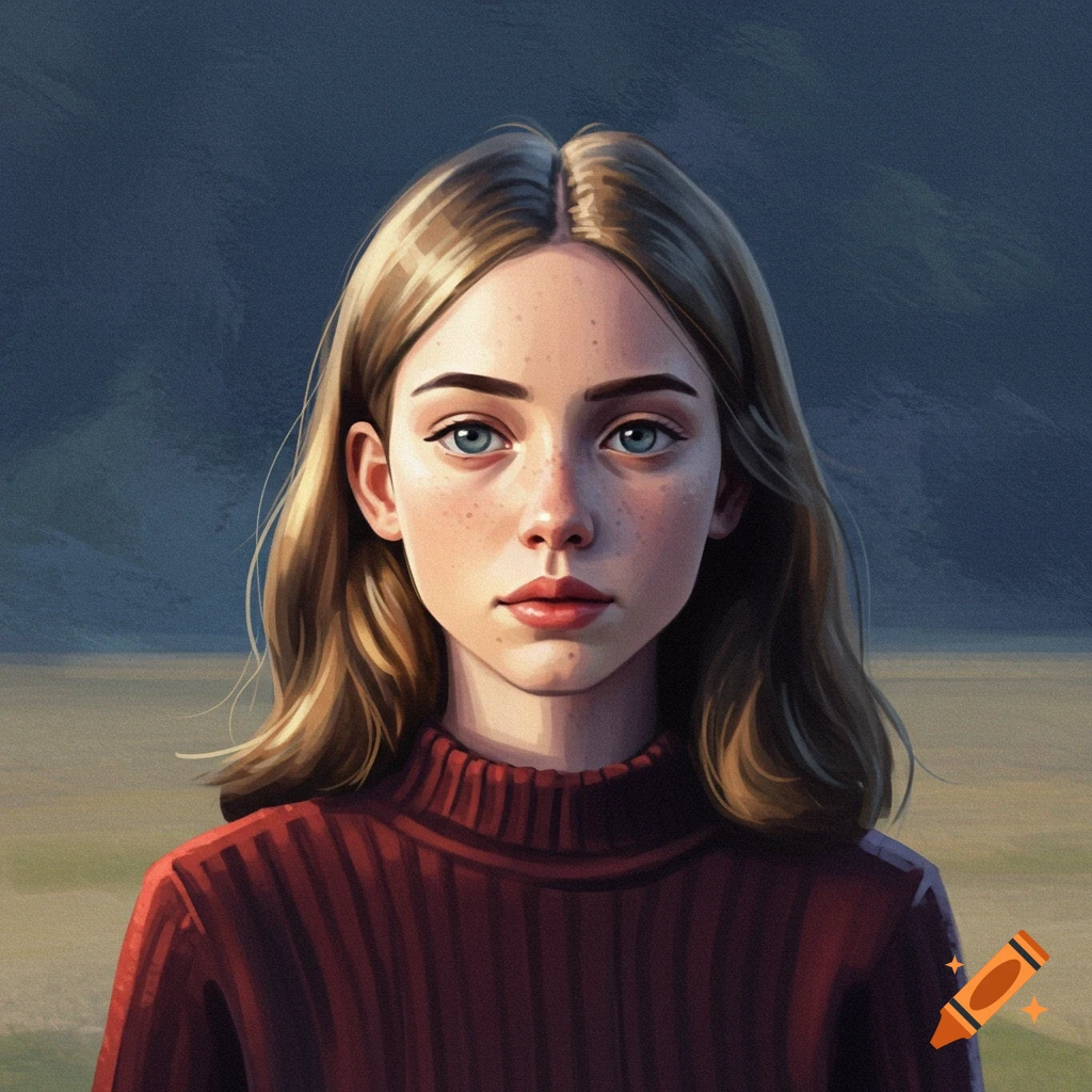 Portrait of a young woman in a red sweater outdoors