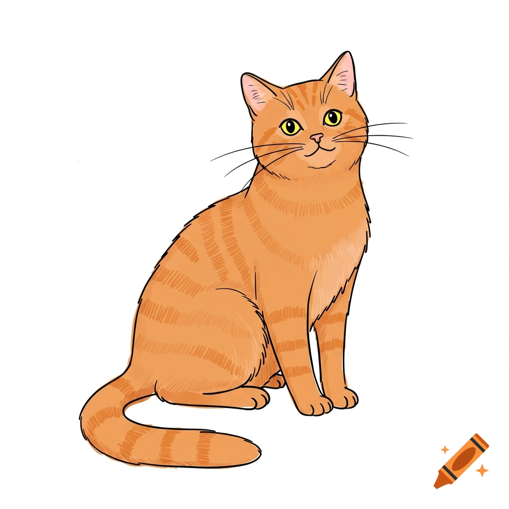 Illustration of an orange tabby cat sitting.