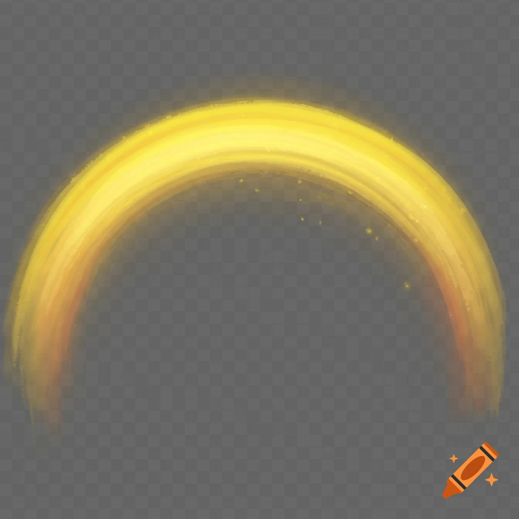A glowing golden arc with light particles on a transparent background.