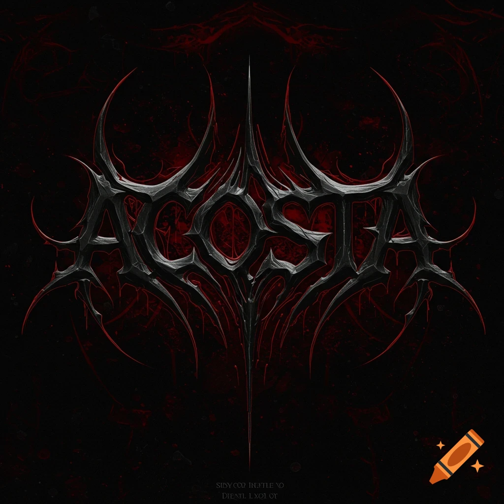 Dark, stylized 'ACOSTA' logo in a death metal font style on a black background with red accents.