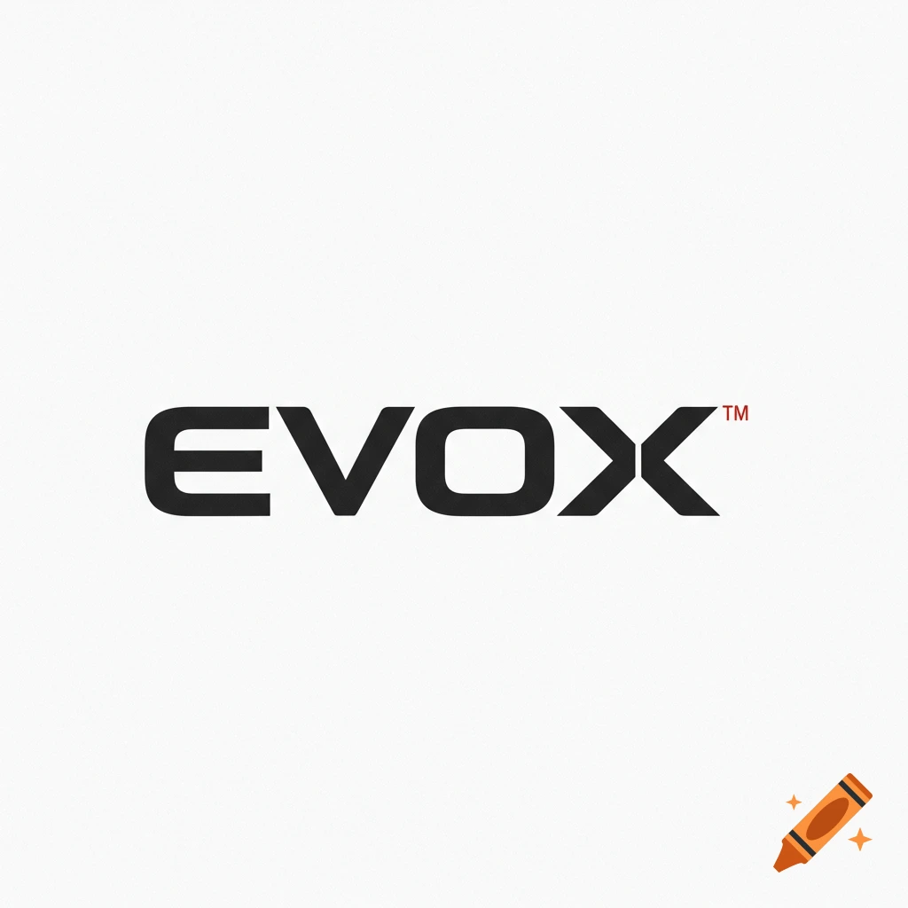 Black EVOX
 logo on a white background.