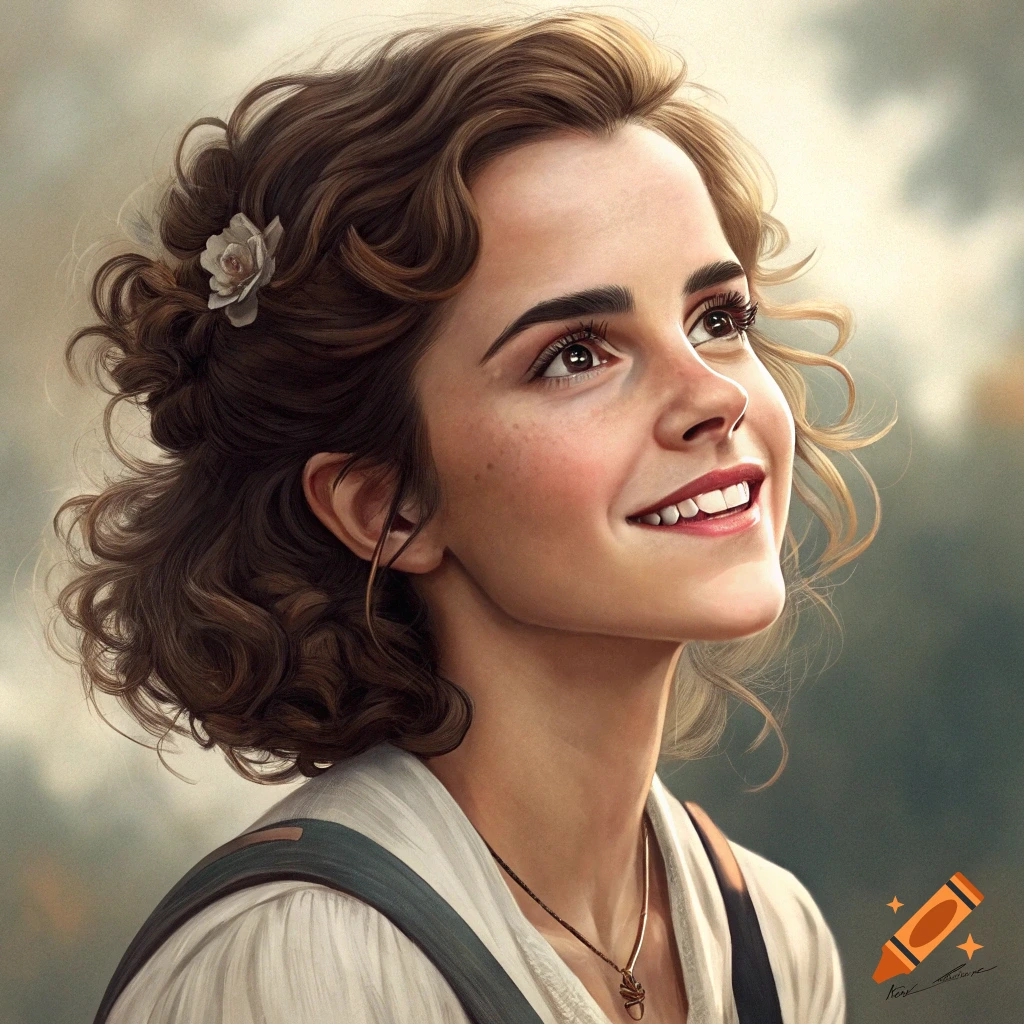 Image of Emma Watson looking up and smiling