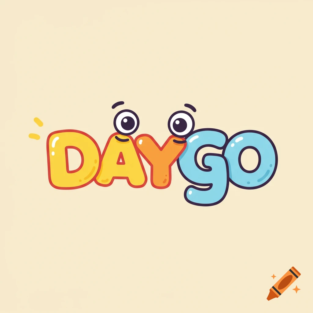 Colorful cartoon logo spelling DAYGO with eyes on the letters.