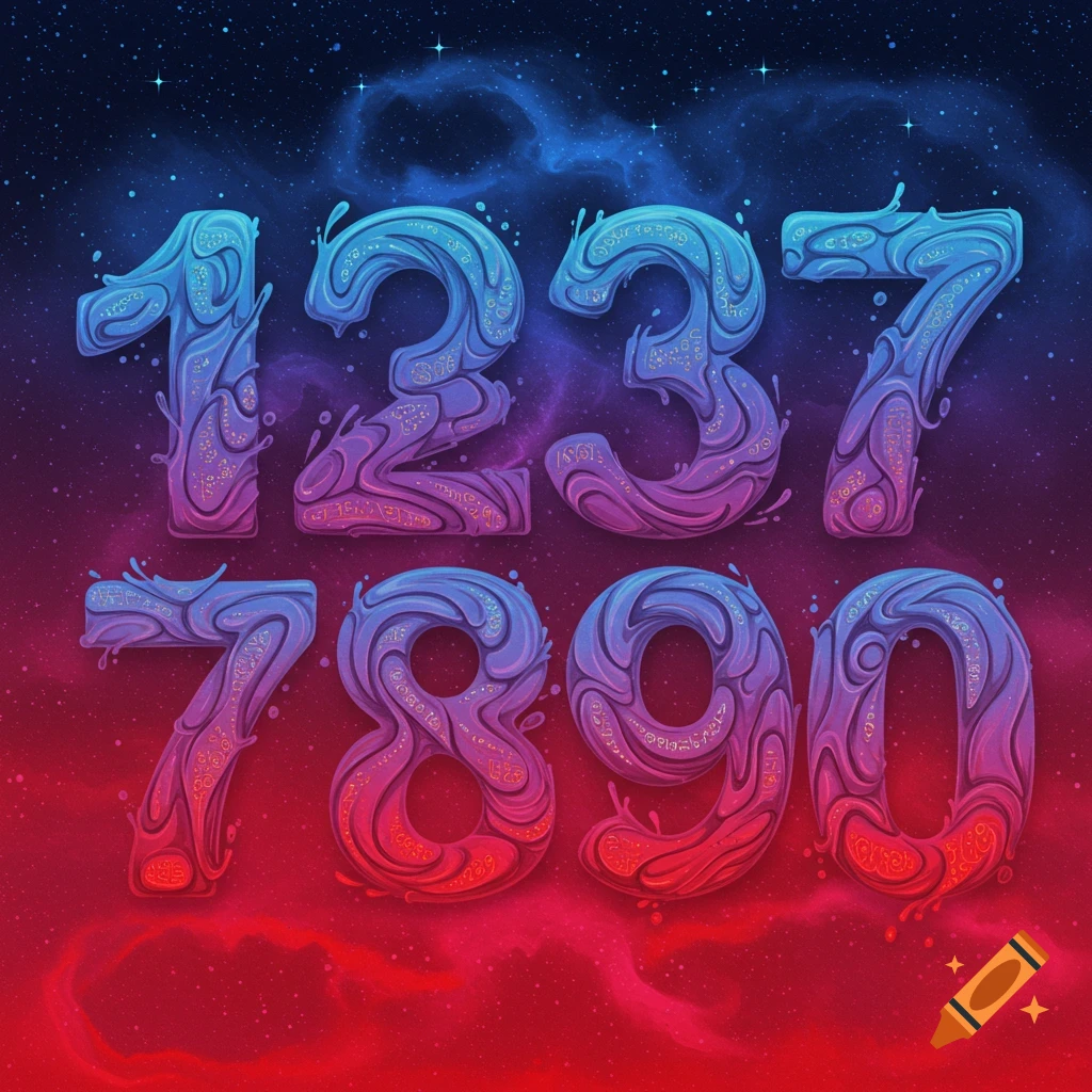 Stylized numbers 1237 and 7890 against a cosmic background.