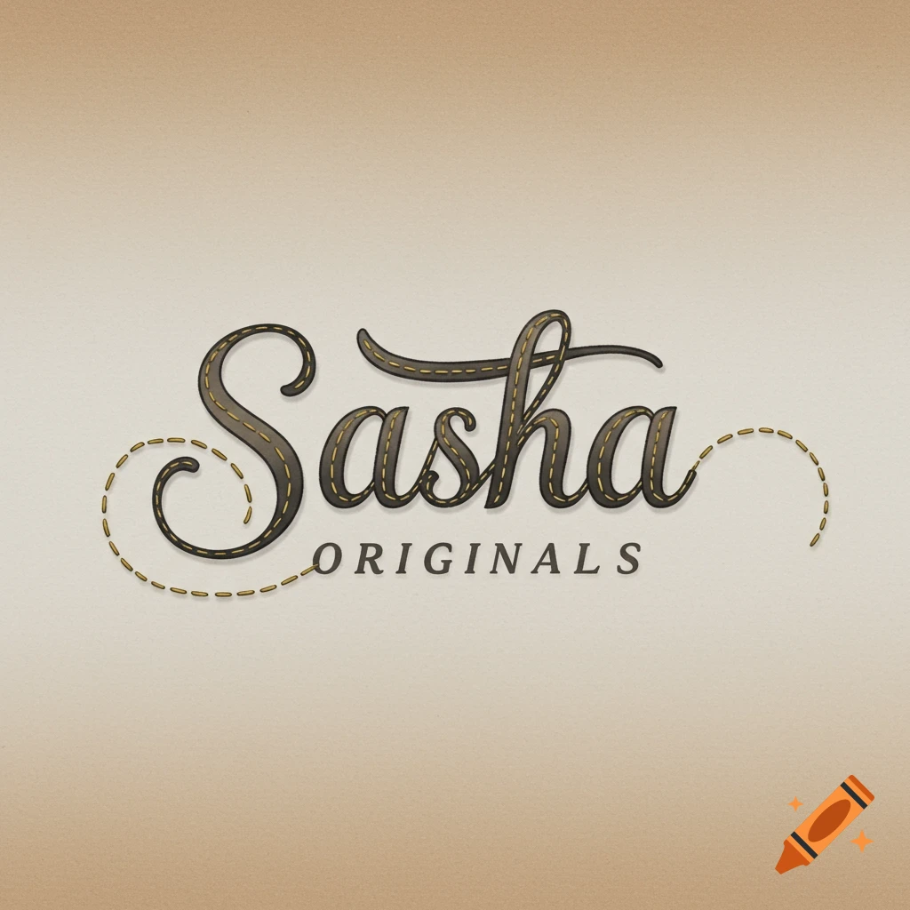 A logo features the name Sasha in a large script font with stitched details, with ORIGINALS below.